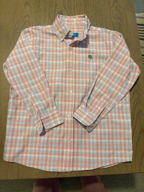 J. Bailey Performance Boys Coral & Light Blue Plaid Button-Down Shirt